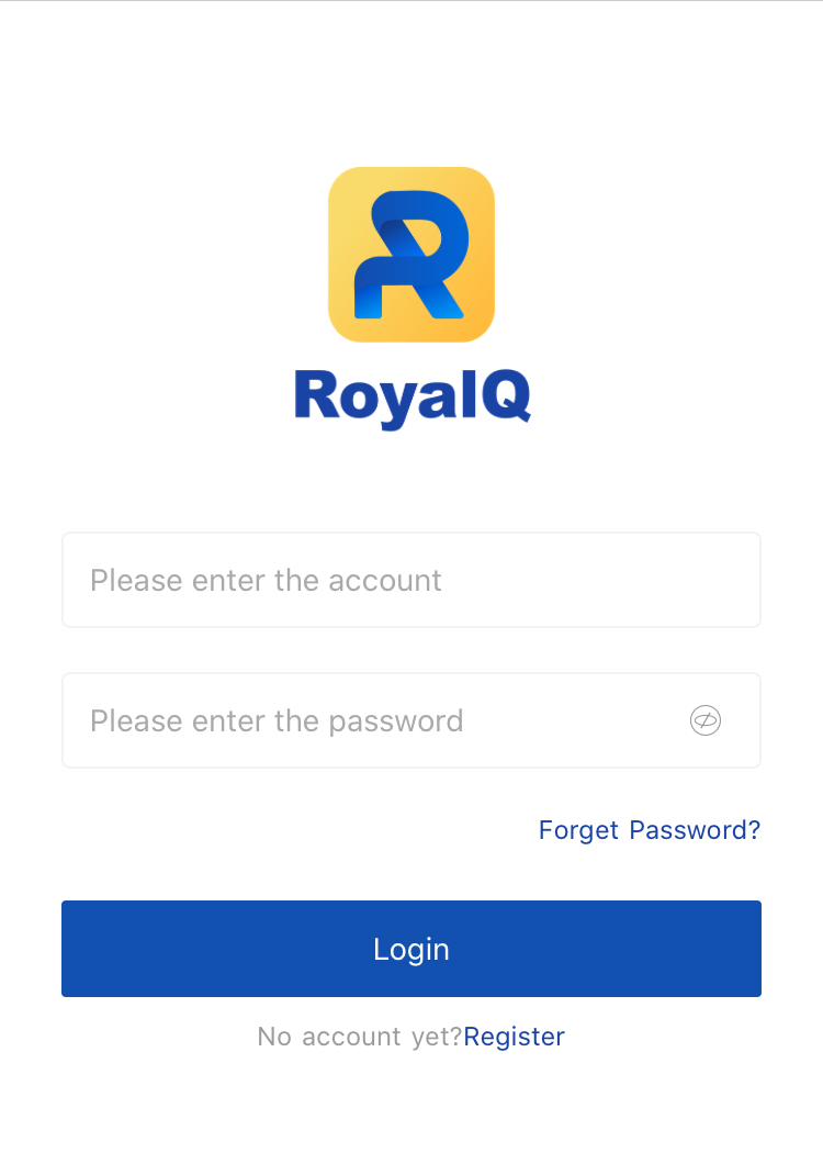 Royalq registration homepage