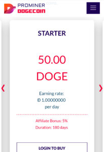Prominers-doge starter plan page